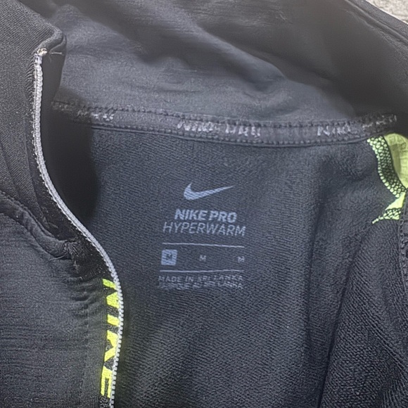 NWOT Nike Pro Hyperwarm Black Top with Neon Accents - Picture 2 of 2